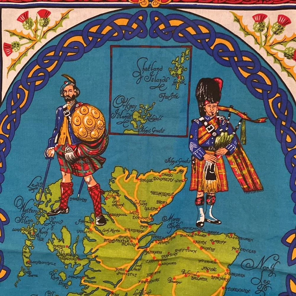 Scotland souvenir hand tower vintage cotton